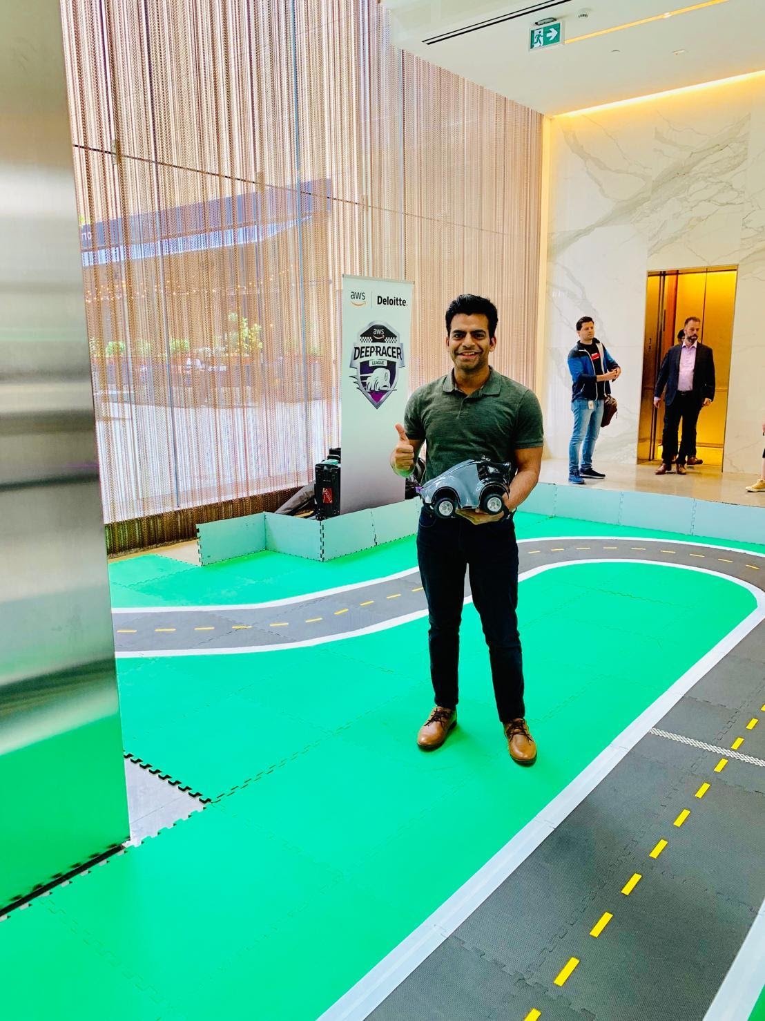 Holding DeepRacer car